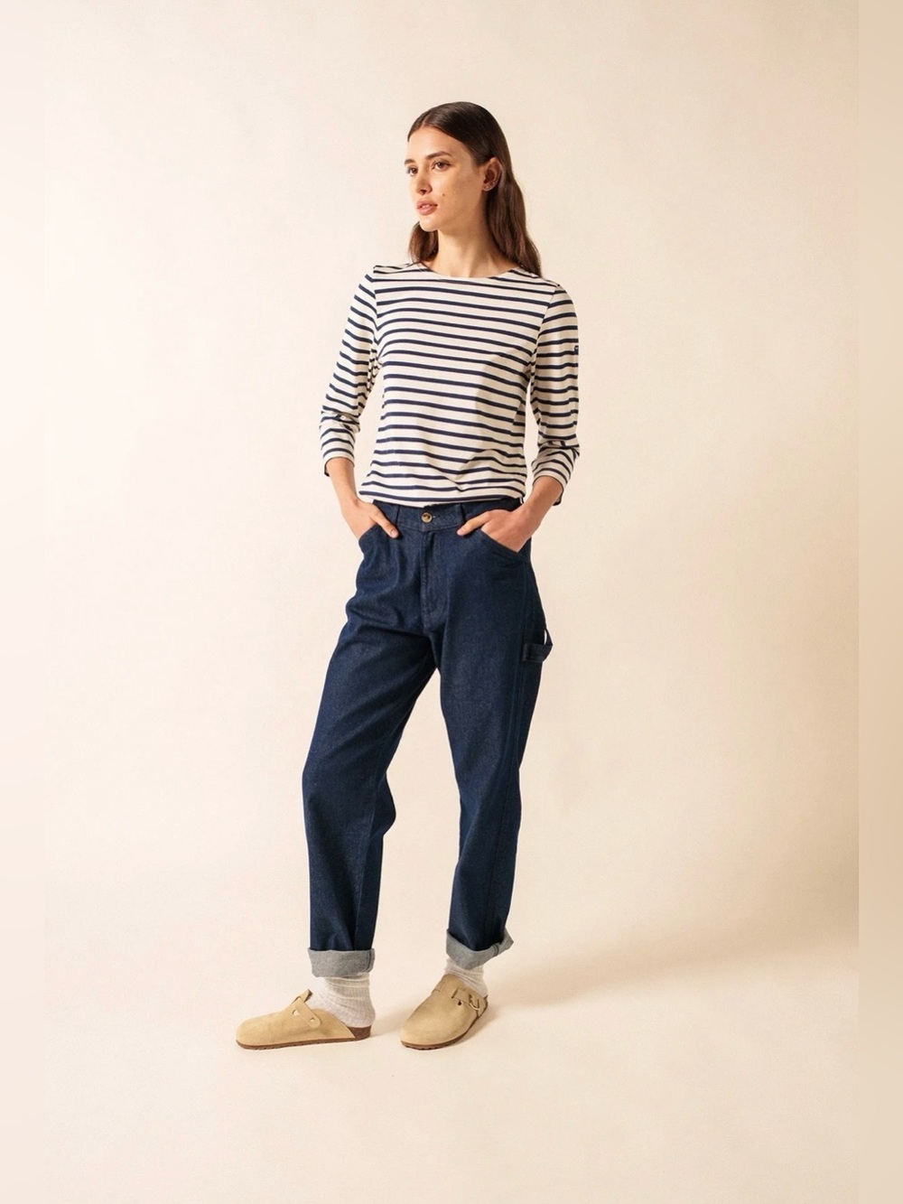 Saint James Galathee II Breton Stripe 3/4 Sleeve Top Women’s Size 8